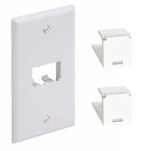 Panduit PanNet KT035XCL87 Kit Faceplate CAT6 2 Puertos Mini-Com con Tapas Ciegas Blanco
