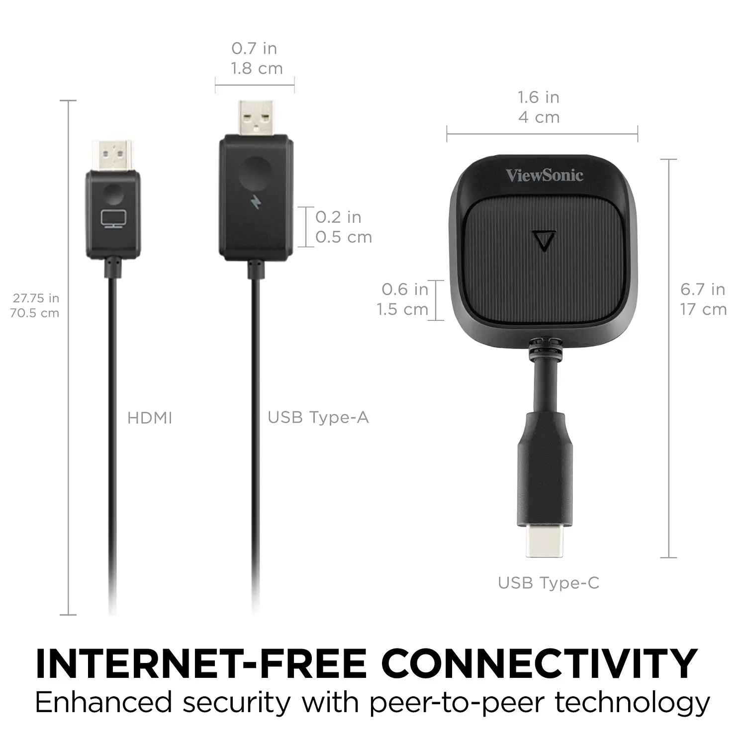 ViewSonic ViewShare WPD-900, Kit Inalámbrico de Presentación, Streaming, AirPlay, ChromeOS, 1080p, USB-C, HDMI 4