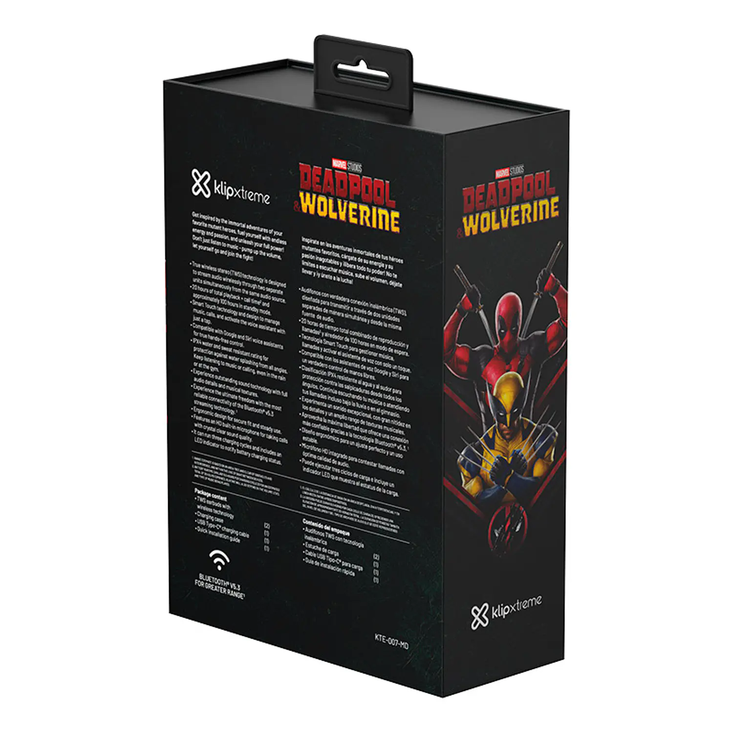 Klip Xtreme TuneXbuds Deadpool & Wolverine, Audífonos TWS Bluetooth 5.0, Micrófono HD, Resistencia IPX4 7
