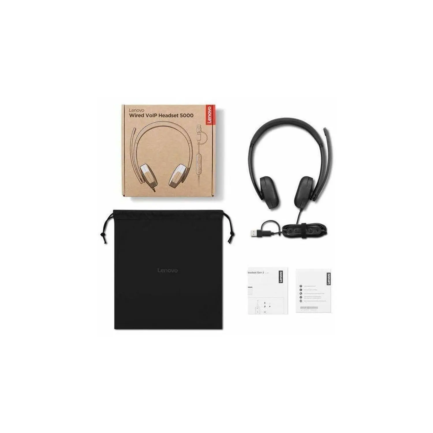 Lenovo Wired VoIP 5000 Audífonos Profesionales USB-C, USB-A, Teams, Micrófono IA, Call Center, Negro 10