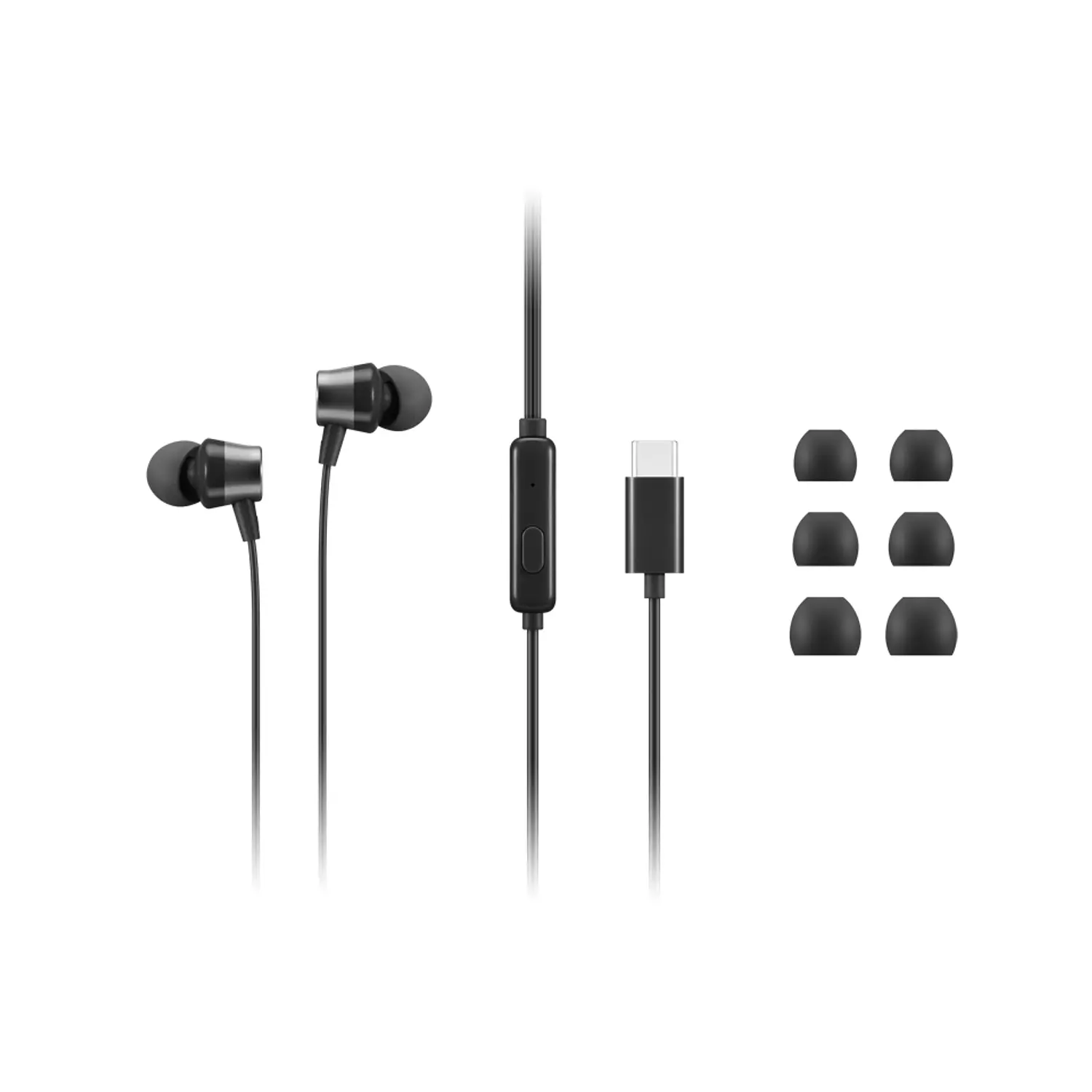 Lenovo USB-C Wired In-Ear Audífonos 4XD1J77351, Micrófono, 9mm, Negro, Cable 1.2m, Laptop y Móvil 1