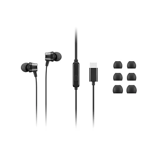 Lenovo 4XD1J77351 Audífonos In-Ear USB-C con Micrófono, 9mm, Cable 1.2m, Notebook, Móvil, Negro