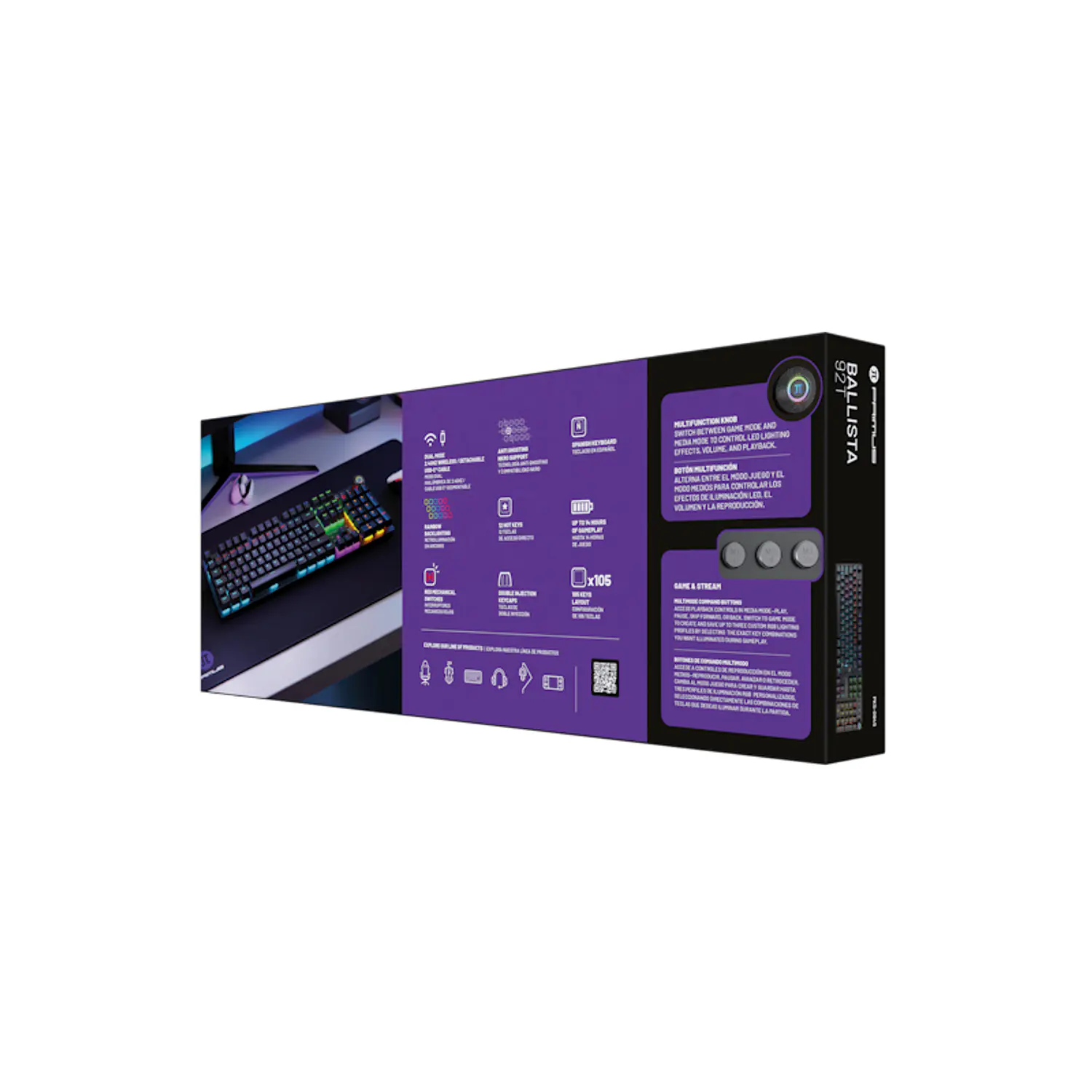 Primus Ballista 92T PKS-094S Teclado Gamer Mecánico Inalámbrico RGB, 2.4GHz, USB-C, Español, Negro 13