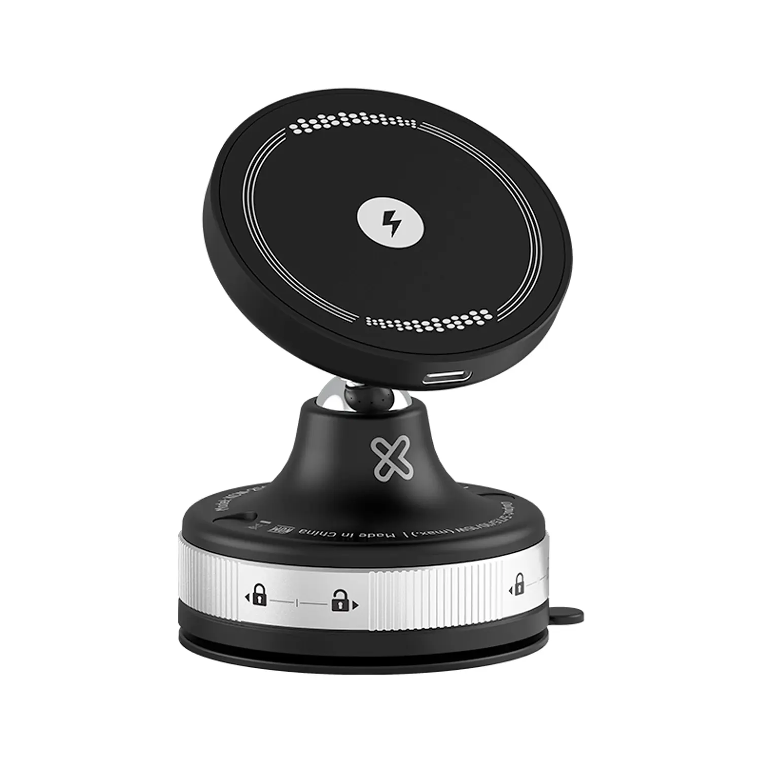 Klip Xtreme KCW-250 PowerCar Dock Cargador Inalámbrico Auto MagSafe 15W, USB-C, 360°/180 °, Negro 1