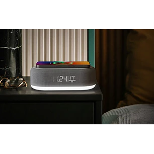Xtech Gilmour XTS-622, Parlante Bluetooth 5 en 1, Reloj, Carga Inalámbrica, Luz LED