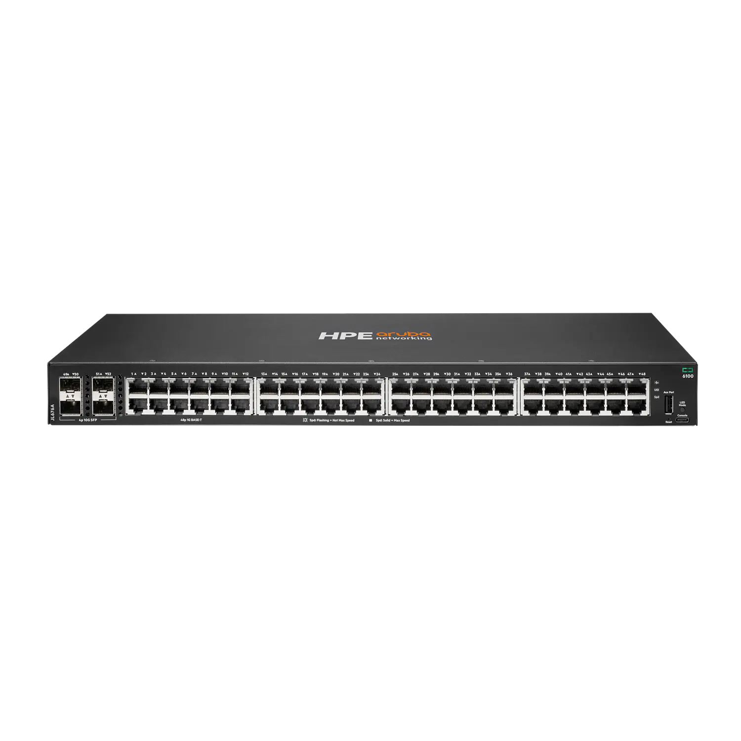 HPE Aruba JL675A CX 6100 Switch 48G PoE+ 370W, 4 SFP+ 1/10G, L2, 176Gbps, Rack 1U 1