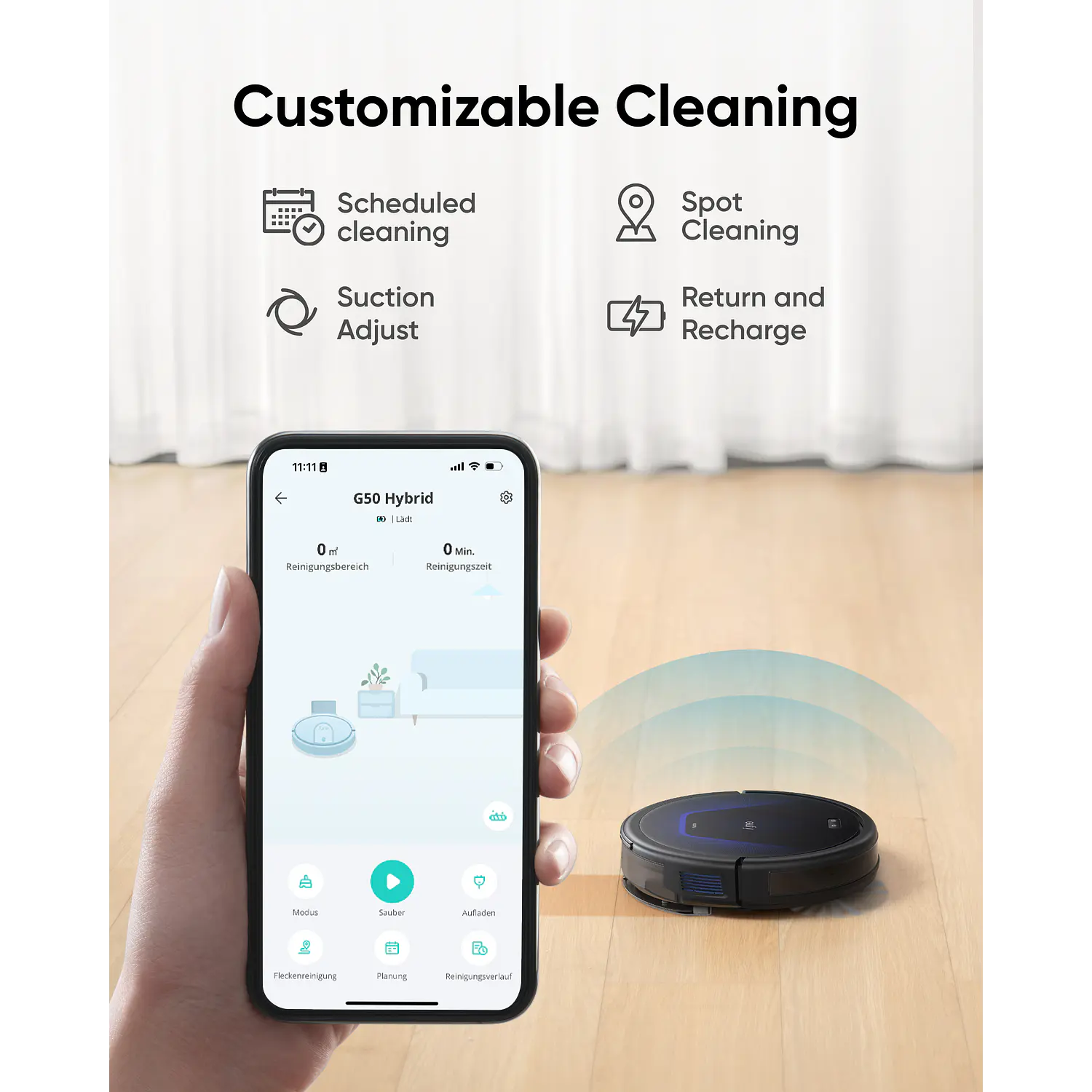 Eufy RoboVac G50 Hybrid T2212J11, Robot Aspiradora y Mopa, 4000Pa, 2.4GHz 6