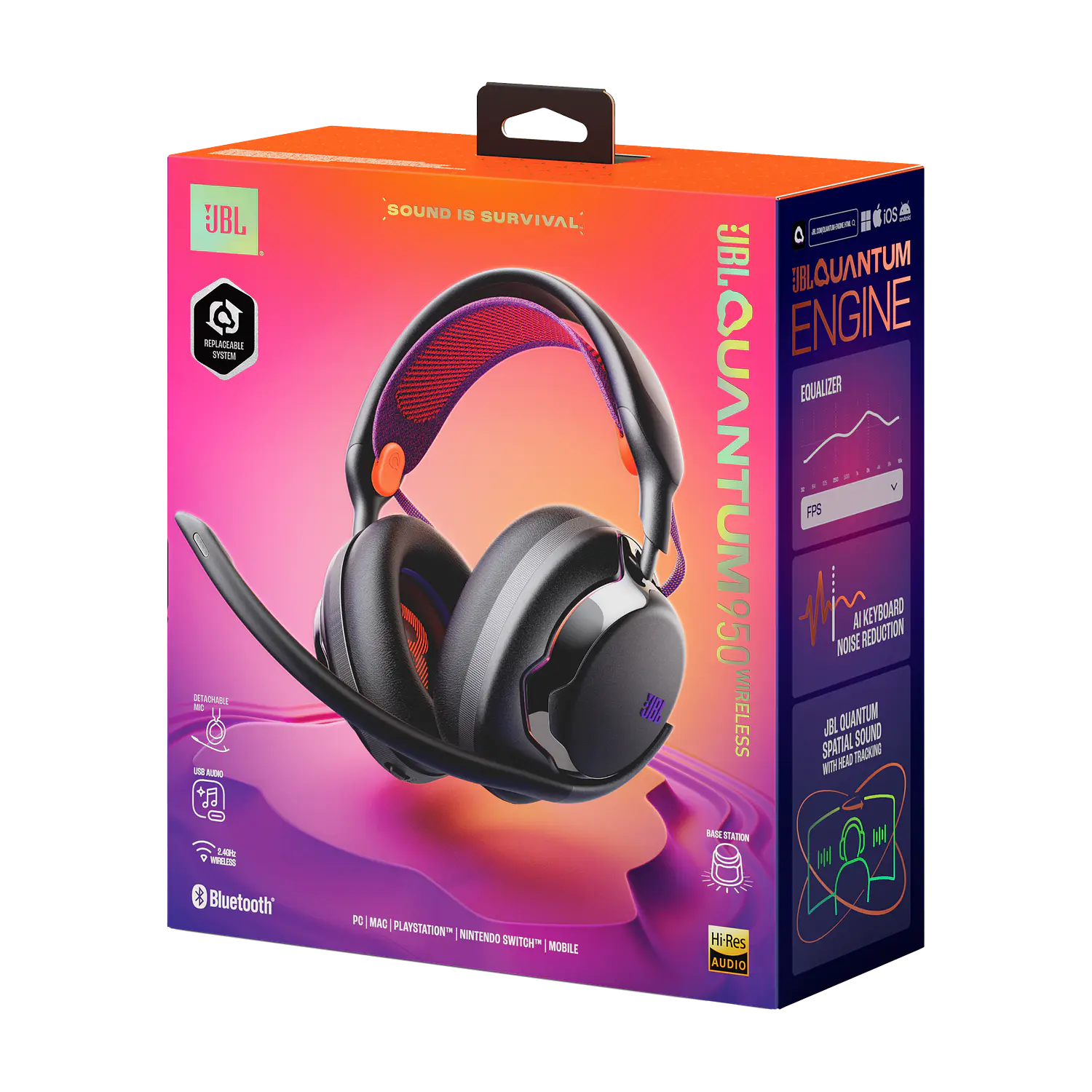 JBL Quantum 950 Audífonos Gamer Inalámbricos Over-Ear, ANC, Sonido Espacial, Bluetooth, 50h, Negro 13