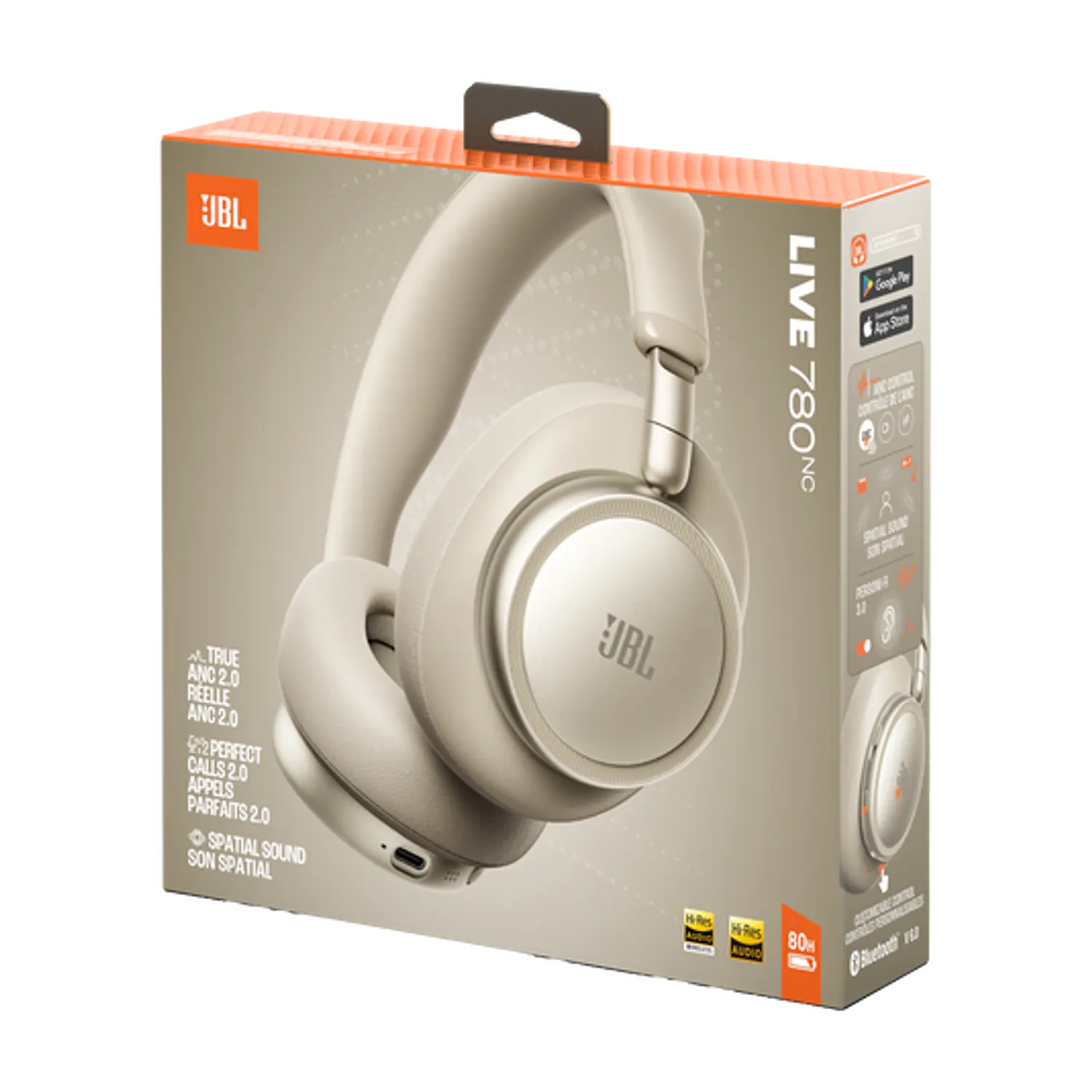 JBL Live 780NC Audifonos Over-Ear ANC 2.0, Bluetooth 6.0, Hi-Res, 80 h, Multipunto, Champagne 9