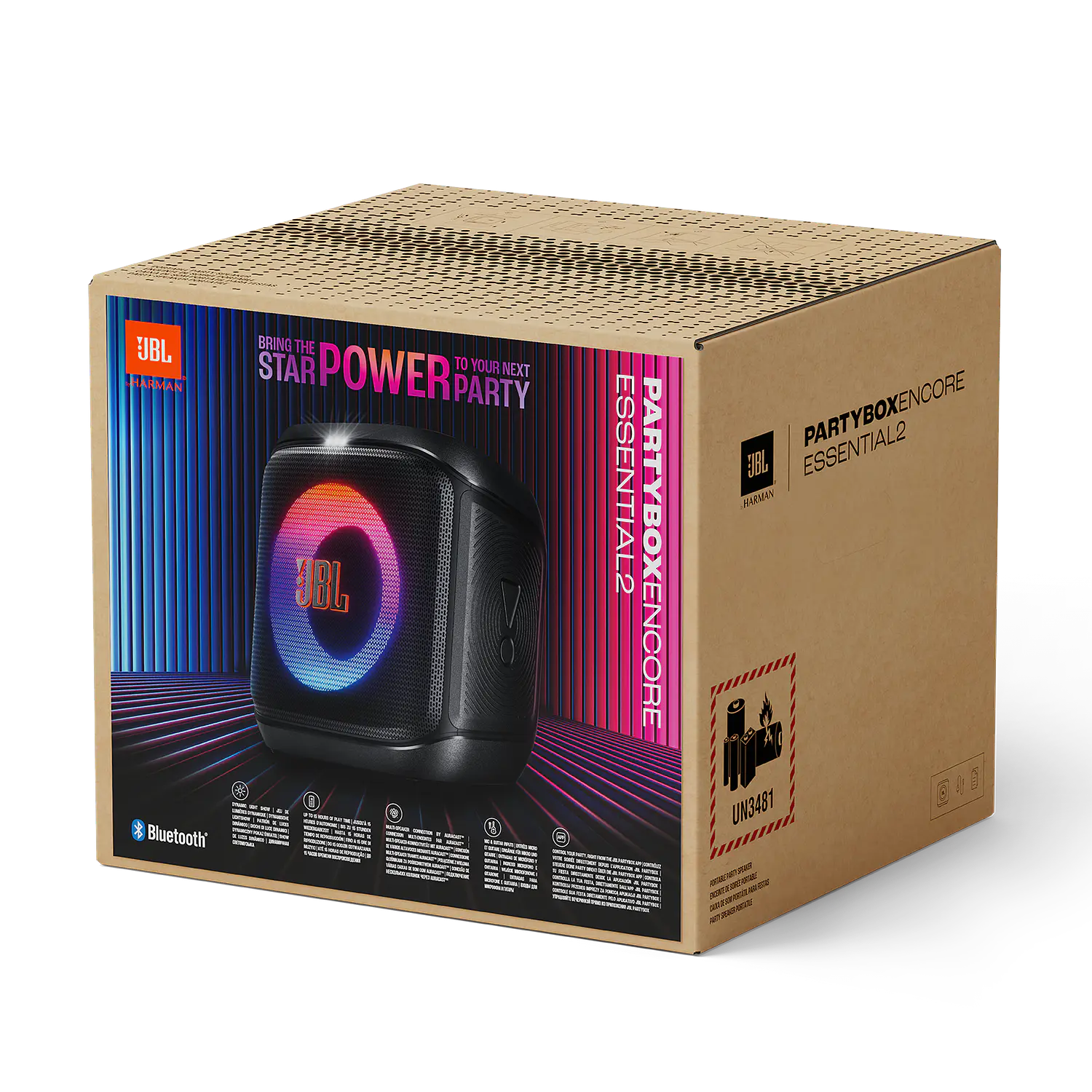 JBL PartyBox Encore Essential 2 Parlante Bluetooth 100W, Auracast, IPX4, 15 h, Negro 8