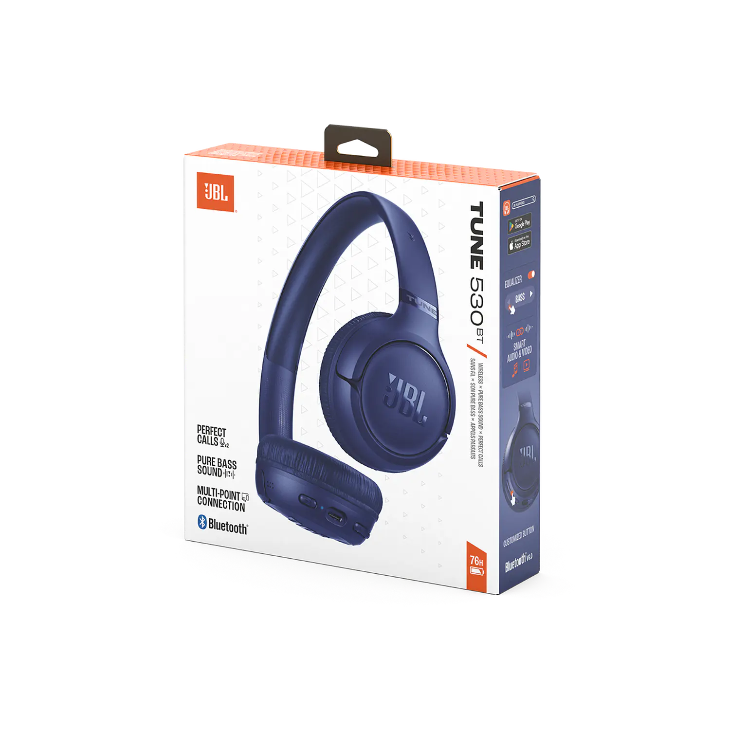 JBL Tune 530BT Audifonos On-Ear Bluetooth 6.0, Pure Bass, 2 Mic, 76 h, Plegables, Azul 9