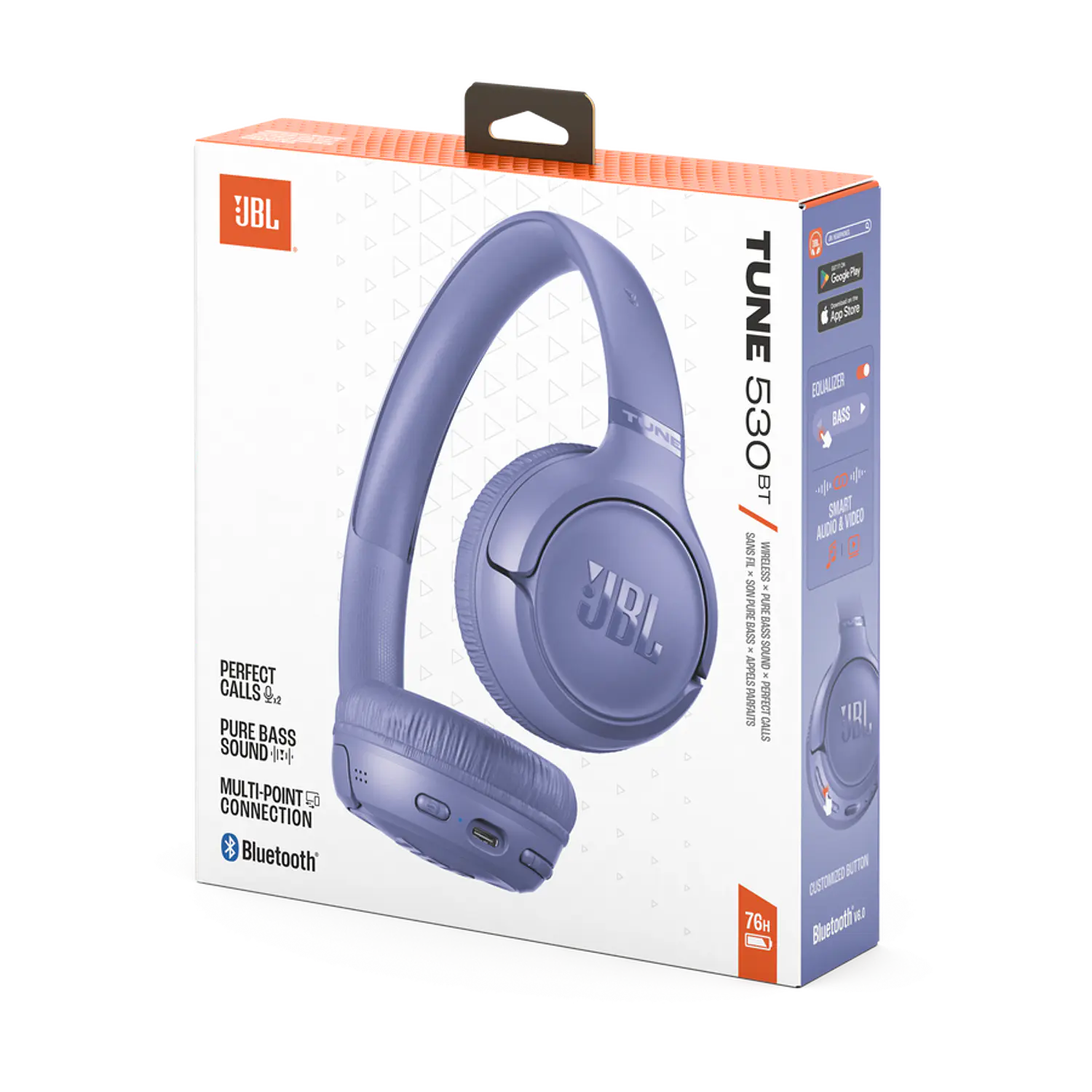 JBL Tune 530BT Audifonos On-Ear Bluetooth 6.0, Pure Bass, 2 Mic, 76 h, Plegables, Lavanda 9