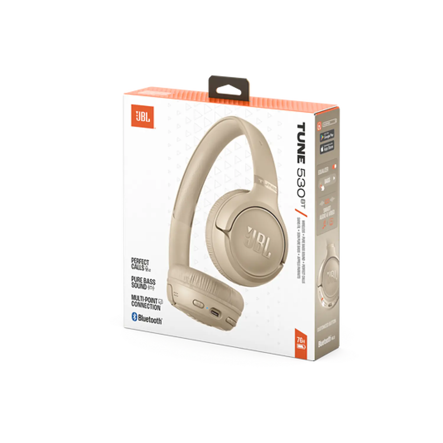 JBL Tune 530BT Audifonos On-Ear Bluetooth 6.0, Pure Bass, 2 Mic, 76 h, Plegables, Beige 10