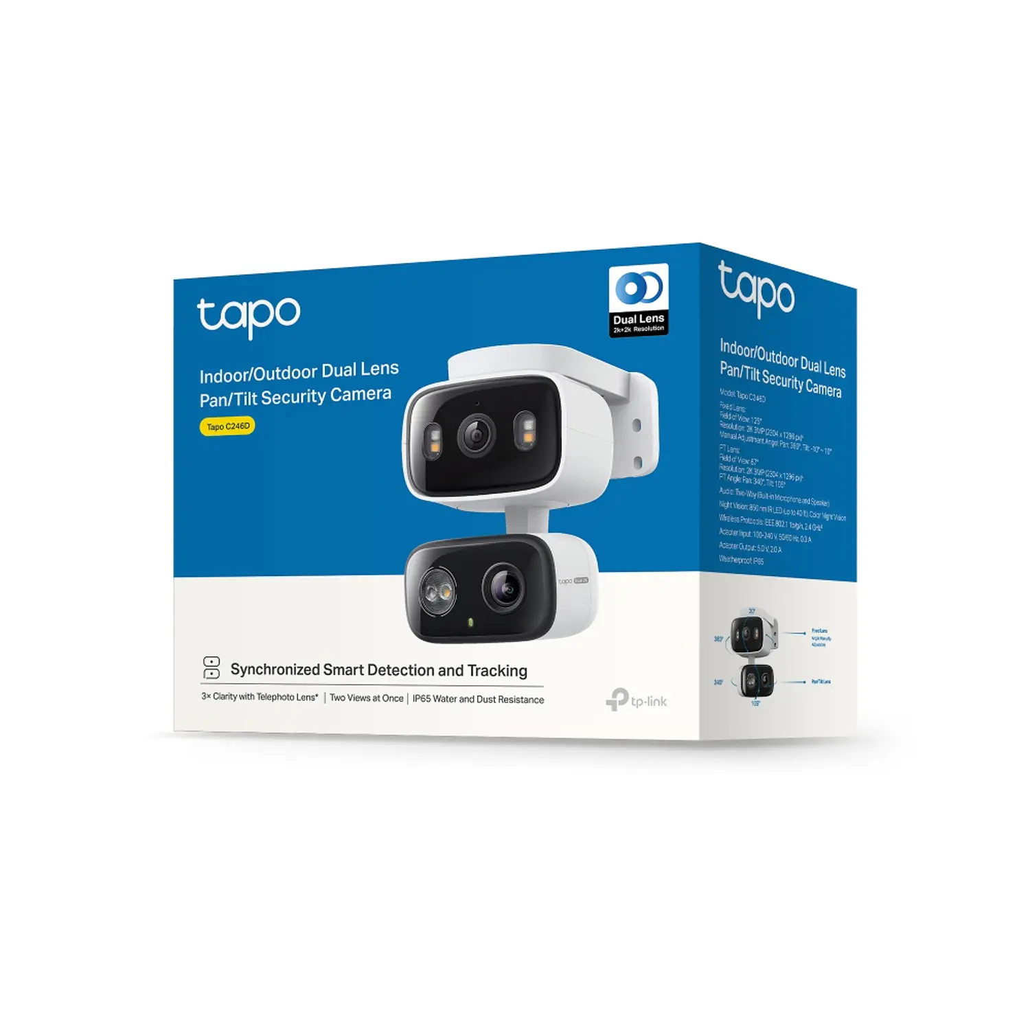TP-Link Tapo C246D Cámara Seguridad Wi-Fi 2K Dual Lens, Interior/Exterior, Pan/Tilt, IP65 4