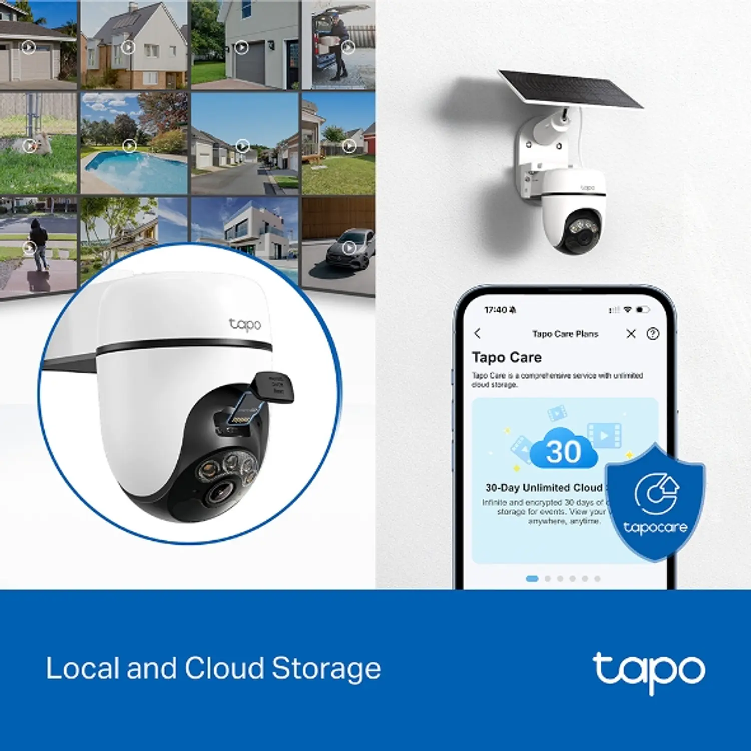 TP-Link Tapo C610 Kit, Cámara Wi-Fi Solar 2K 3MP, Giro 360°, IP65, microSD 6