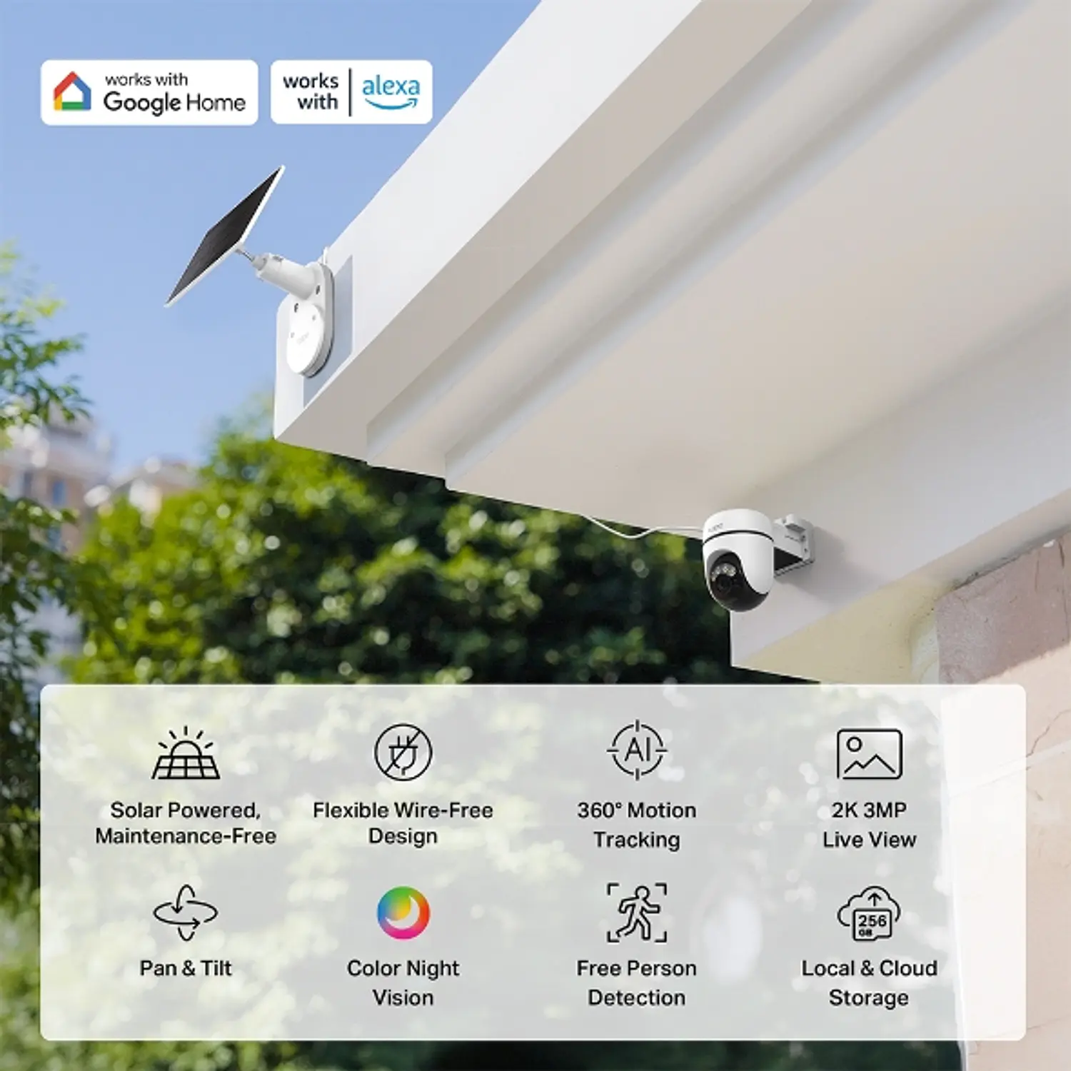 TP-Link Tapo C610 Kit, Cámara Wi-Fi Solar 2K 3MP, Giro 360°, IP65, microSD 13