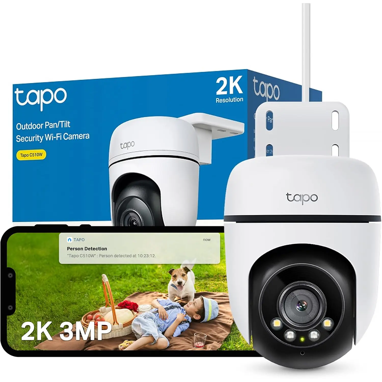 TP-Link Tapo C510W Cámara Wi-Fi 2K Pan-Tilt Exterior, IP65, Visión Nocturna 6