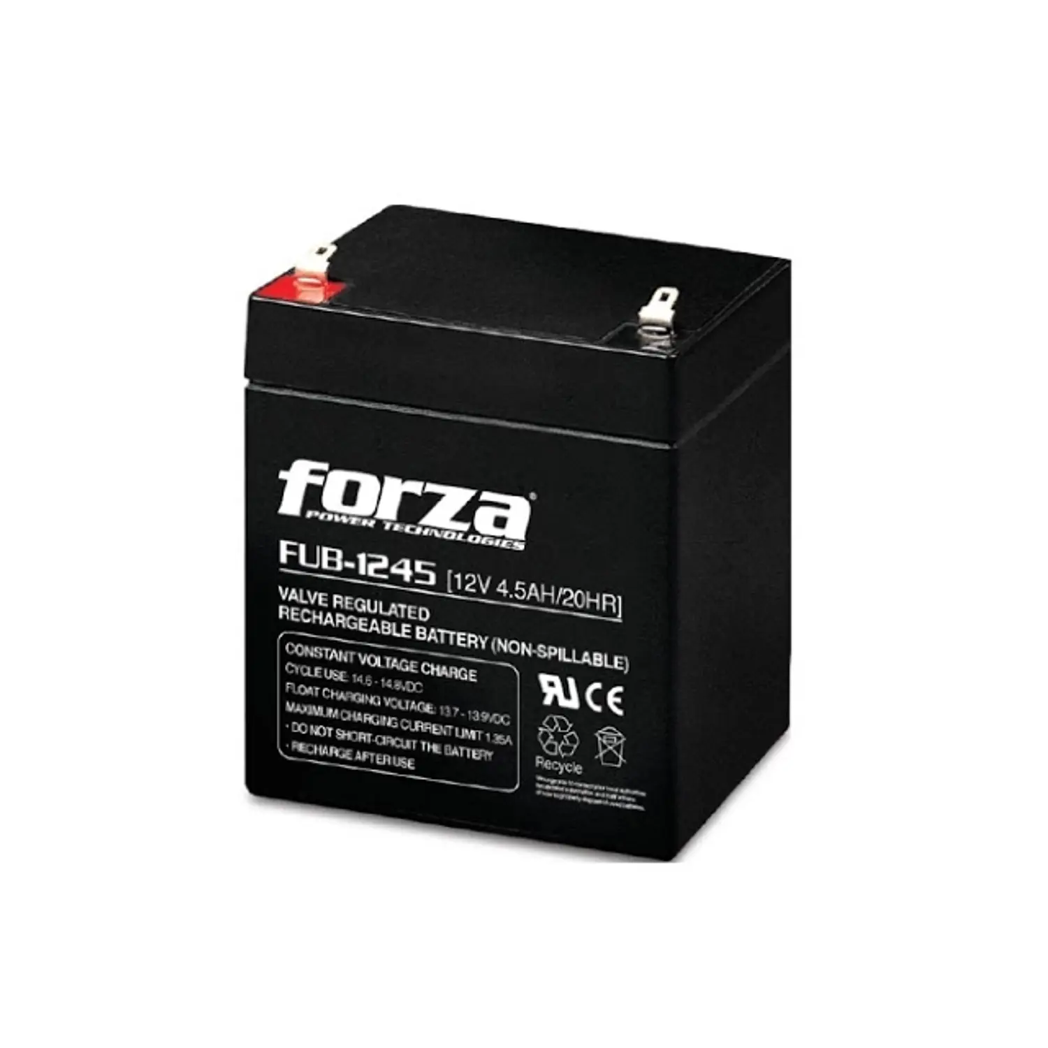 Forza FUB-1245 Batería Sellada Recargable 12V 4.5Ah AGM, Sin Mantención 1