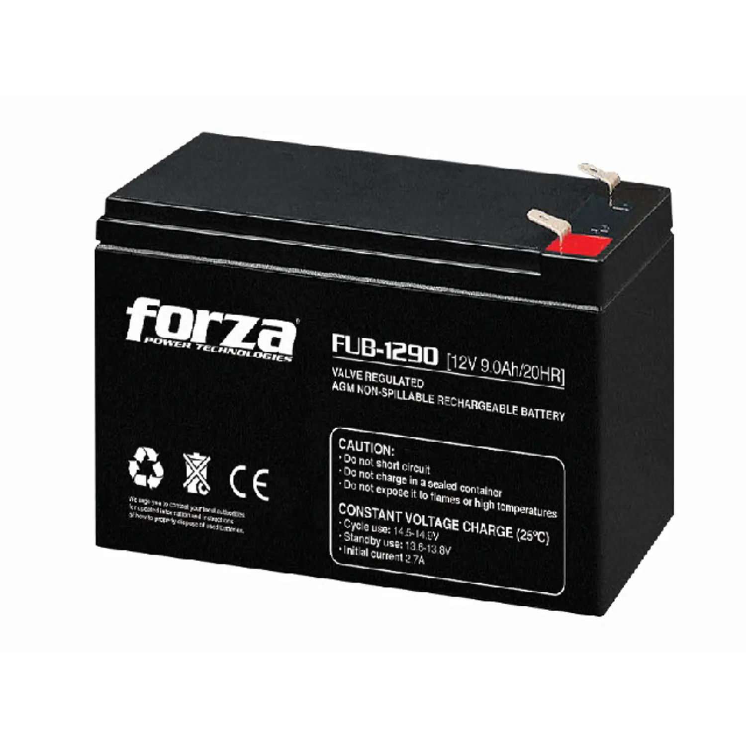 Forza FUB-1290 Batería Sellada Recargable 12V 9Ah AGM, Sin Mantención 1