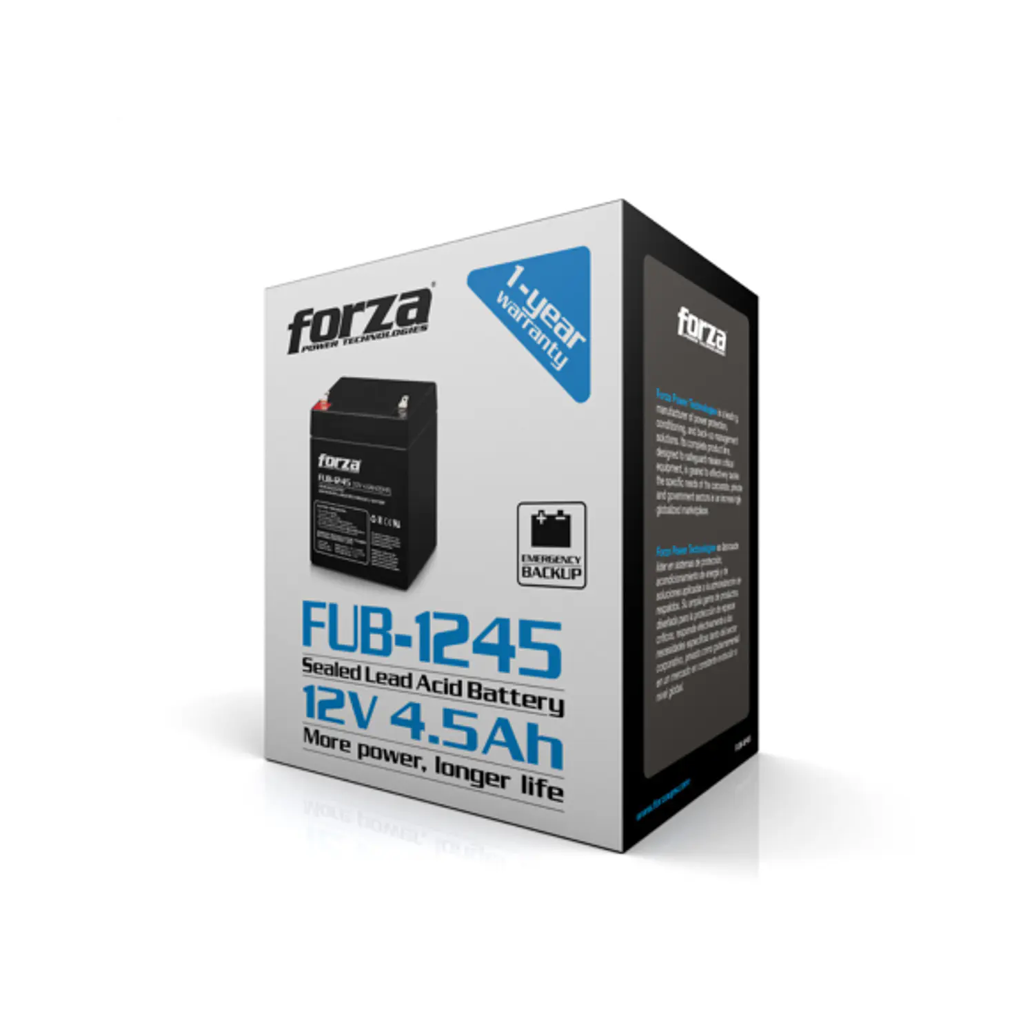 Forza FUB-1245 Batería Sellada Recargable 12V 4.5Ah AGM, Sin Mantención 2