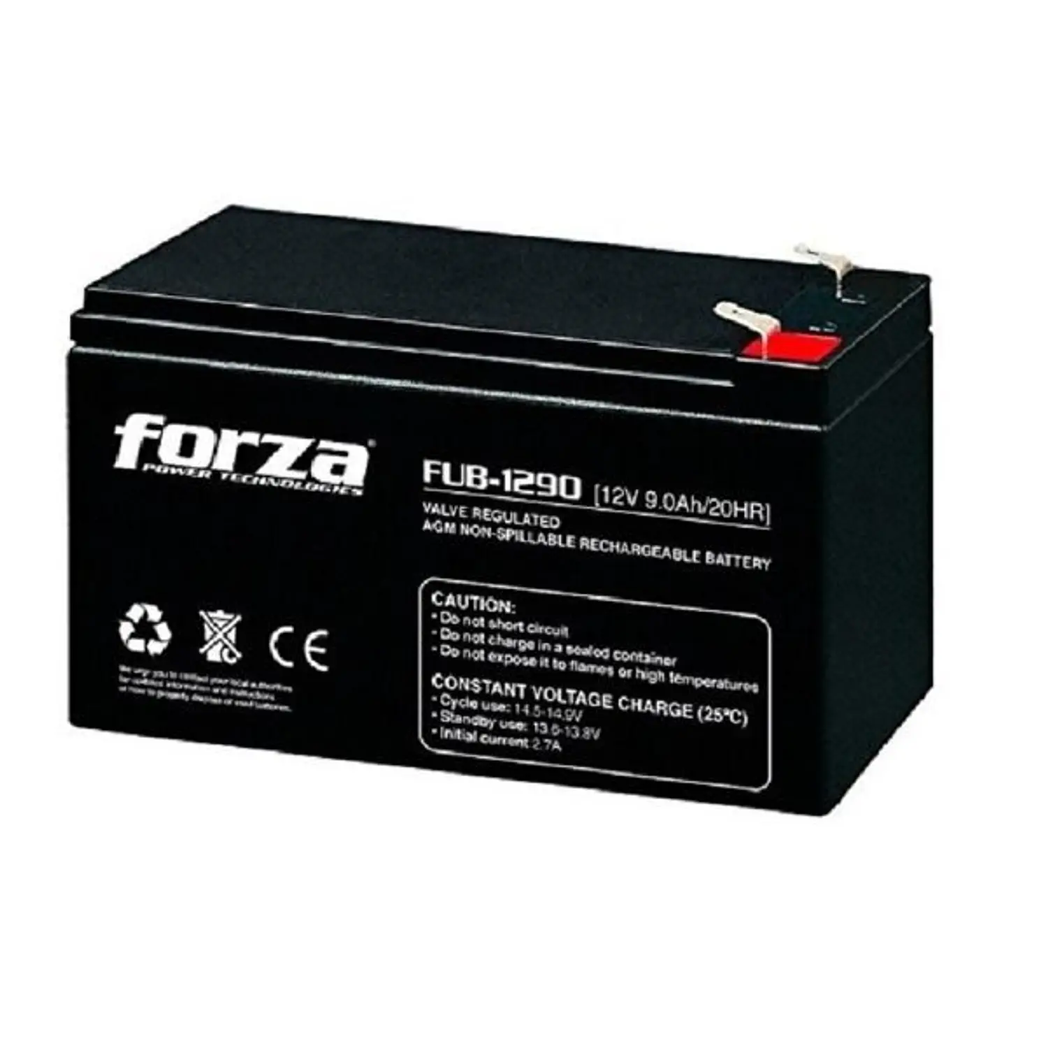 Forza FUB-1290 Batería Sellada Recargable 12V 9Ah AGM, Sin Mantención 2