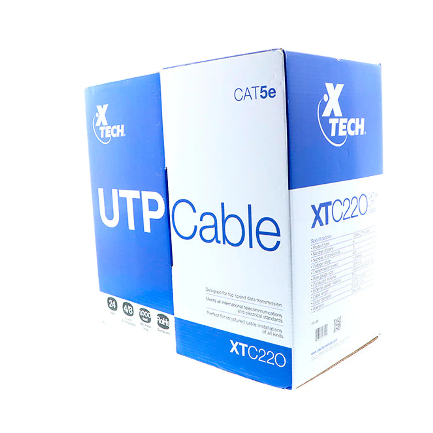 Xtech KT018XCL66, Kit Cable UTP Cat5e 305 m, 24 AWG, 100 Mbps + Candado XTA-110, 4 Dígitos 1