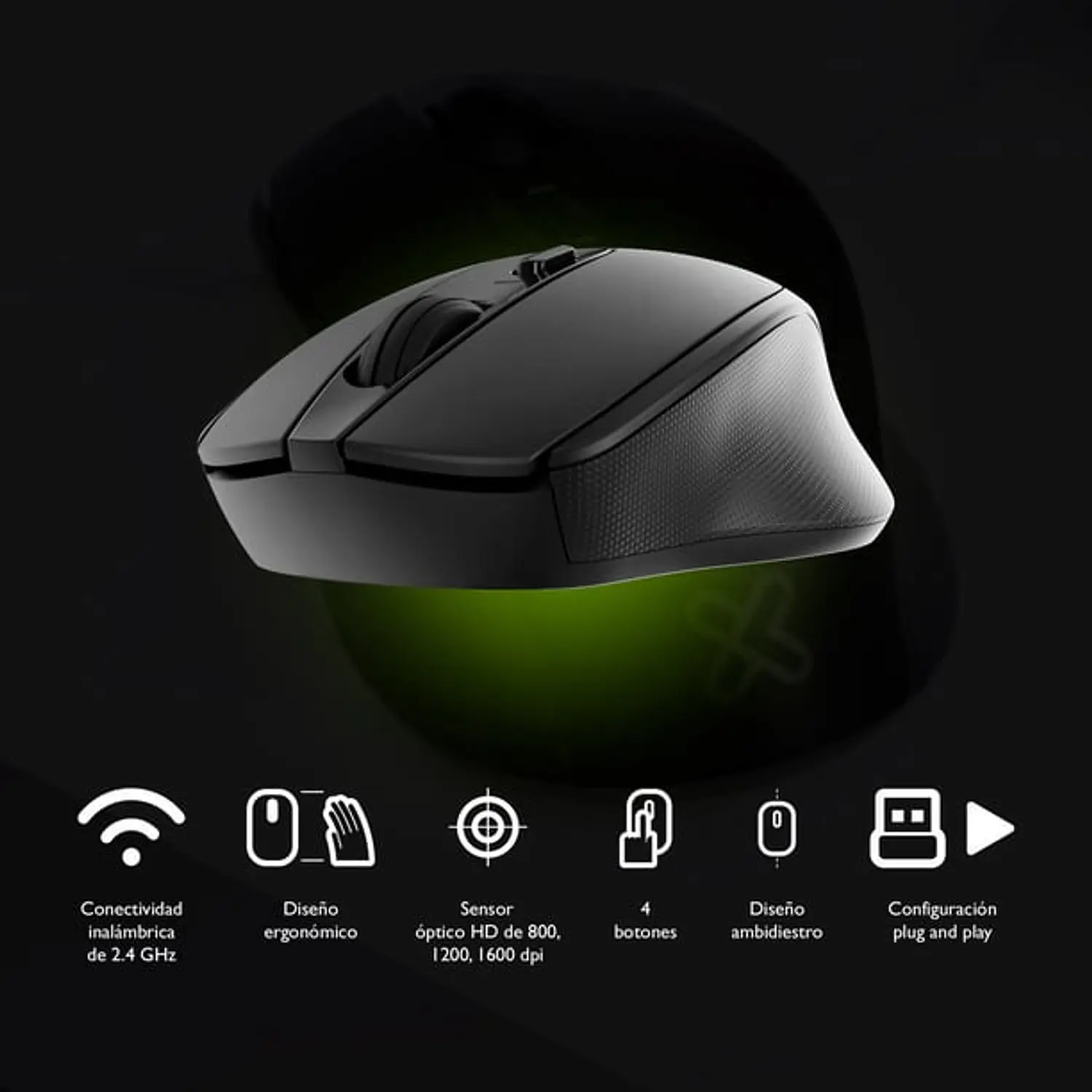 Klip Xtreme Easihand KMW-410BK, Ratón Inalámbrico, 1600 DPI, 4 Botones, 2.4GHz, Negro 2