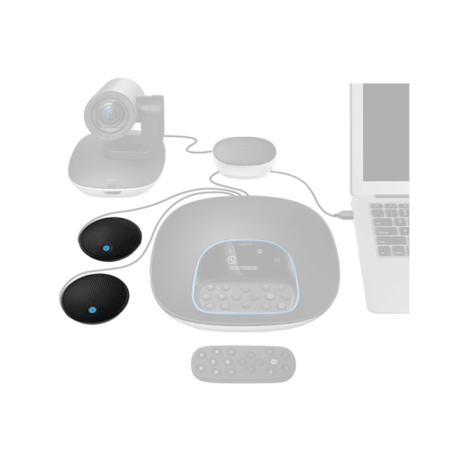 Logitech GROUP, Videoconferencia Full HD, 2 Micrófonos de Expansión, USB, Negro 3