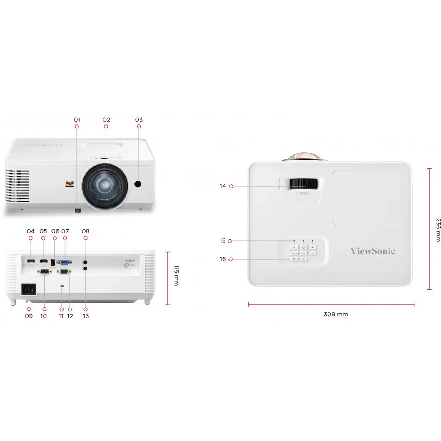 ViewSonic PS502W, Proyector DLP Tiro Corto WXGA, 4.000 ANSI, 300