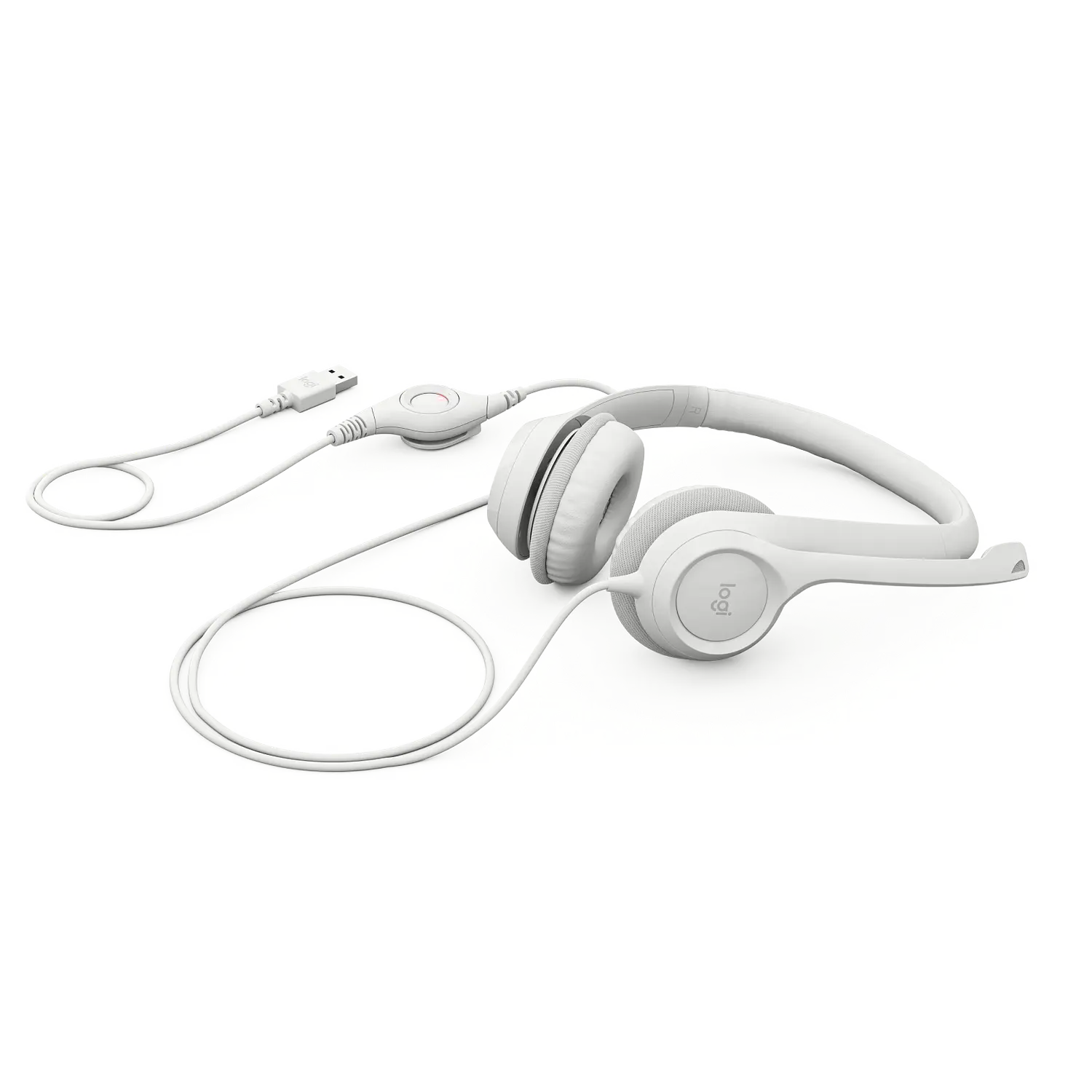 Logitech H390, Audífono con Micrófono USB-A, Alámbrico, Estéreo, Control en Cable, Blanco Crudo 2