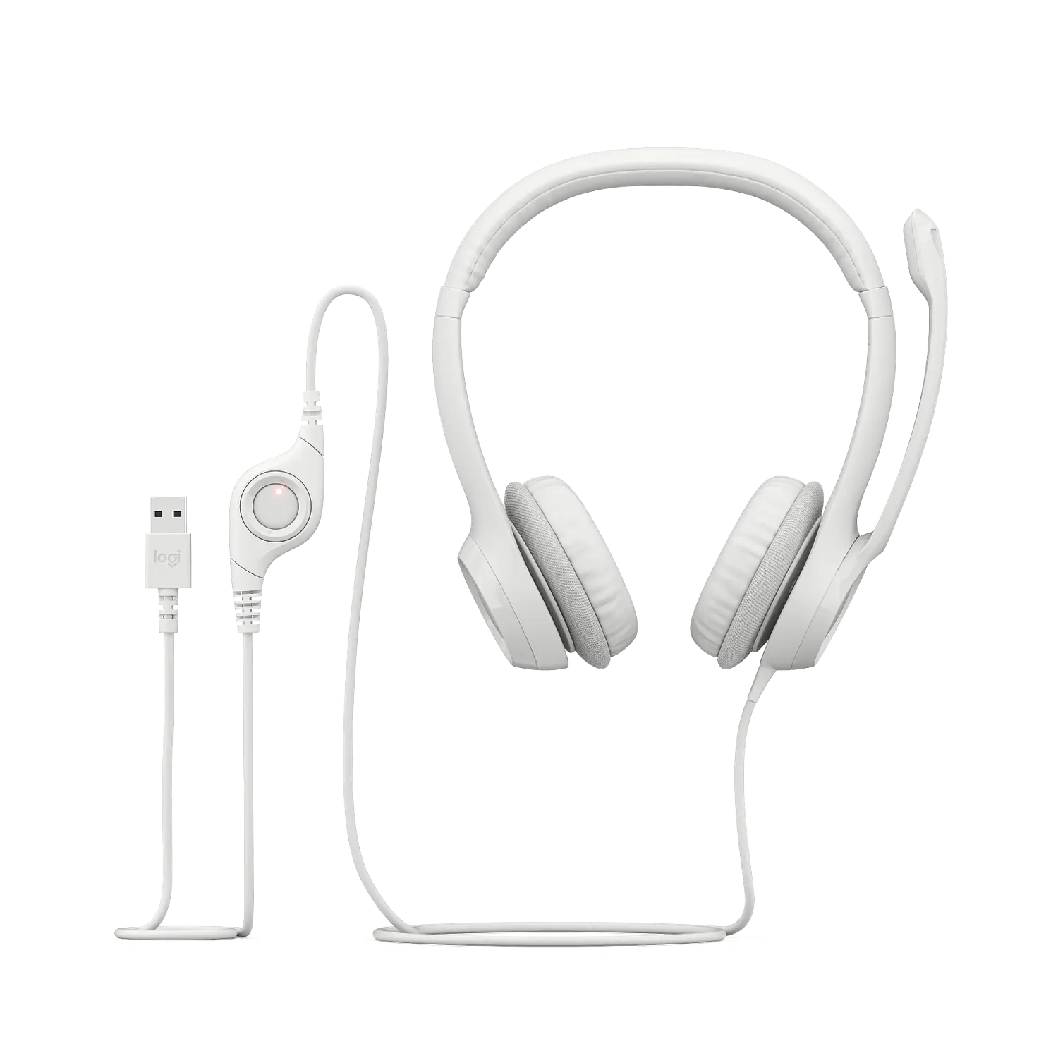 Logitech H390, Audífono con Micrófono USB-A, Alámbrico, Estéreo, Control en Cable, Blanco Crudo 5
