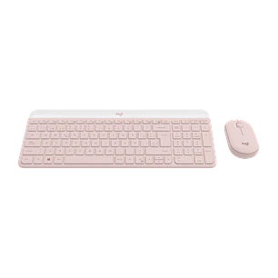 Logitech MK470 Slim Combo, Teclado y Mouse Inalámbricos, 2.4GHz, Español, Silencioso, Rosado