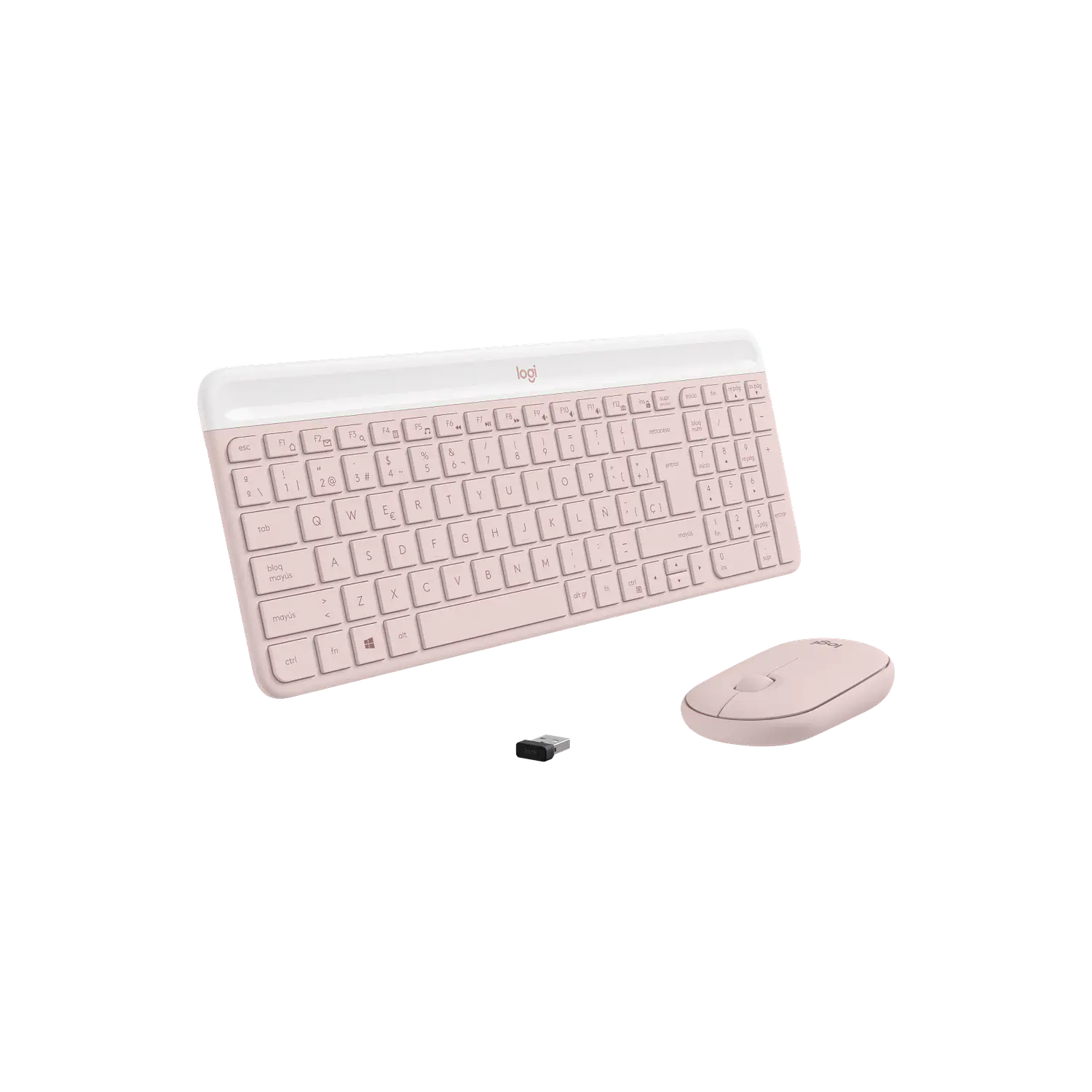 Logitech MK470 Slim Combo, Teclado y Mouse Inalámbricos, 2.4GHz, Español, Silencioso, Rosado 3