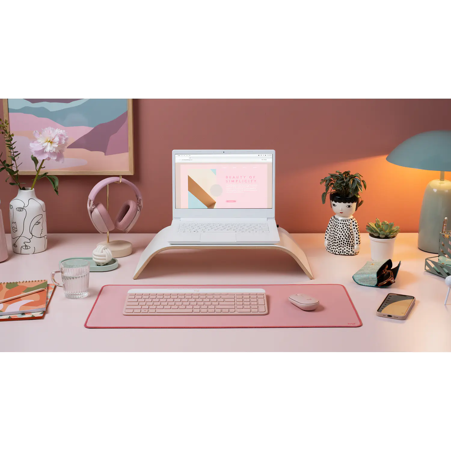 Logitech MK470 Slim Combo, Teclado y Mouse Inalámbricos, 2.4GHz, Español, Silencioso, Rosado 9