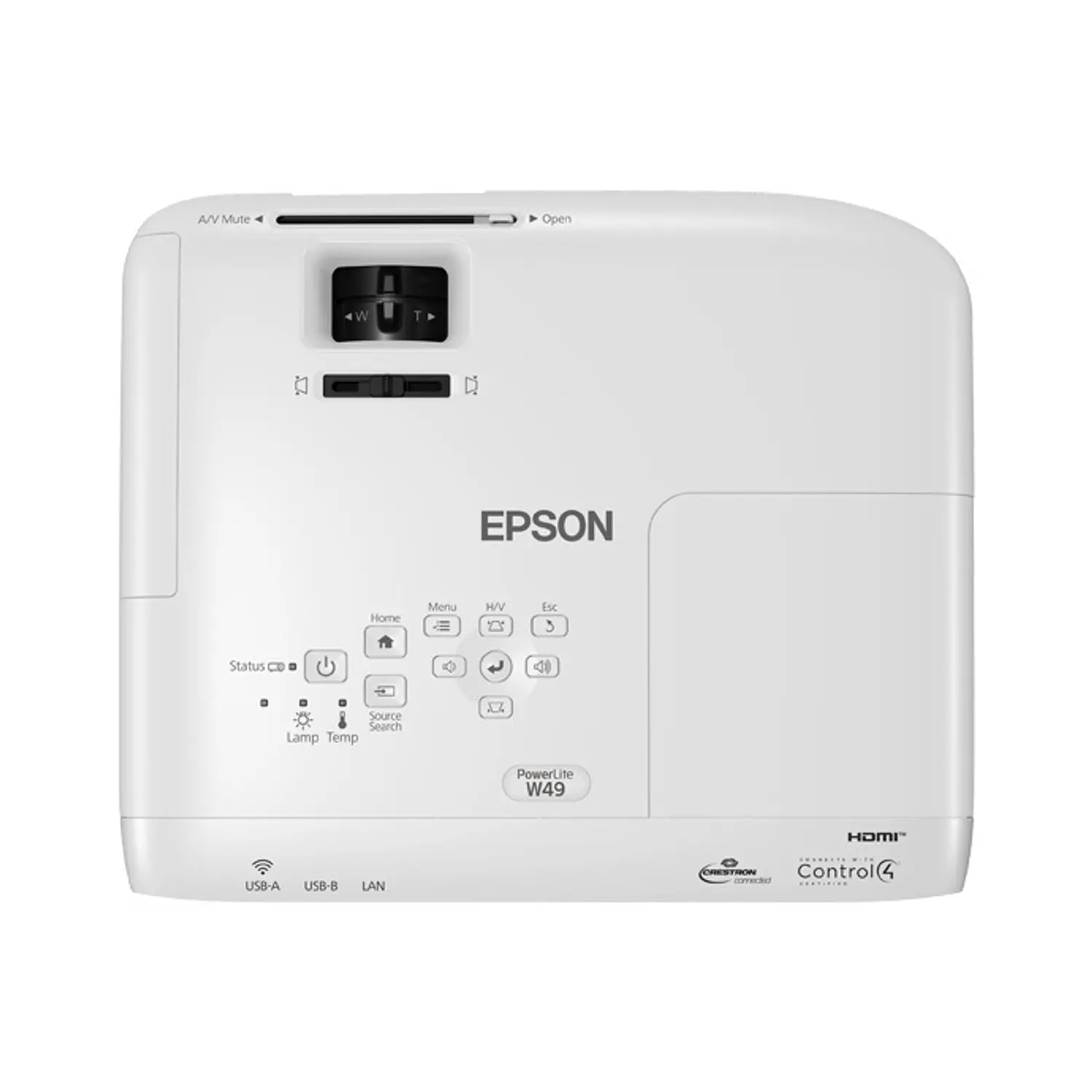 Epson PowerLite W49, Proyector 3LCD WXGA, 3800 Lúmenes, HDMI y RJ45 2
