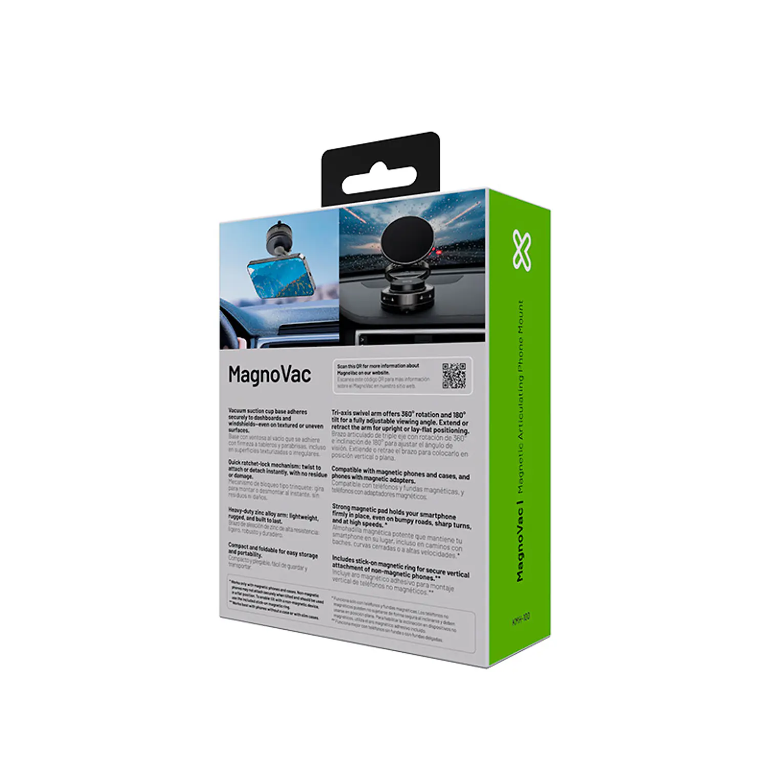 Klip Xtreme MagnoVac, Soporte Magnético para Celular, Ventosa al Vacío, Giro 360°, Negro 8