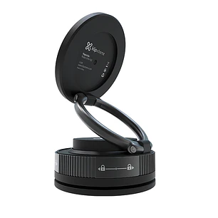 Klip Xtreme MagnoVac, Soporte Magnético para Celular, Ventosa al Vacío, Giro 360°, Negro