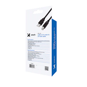 Xtech XTC-303, Cable USB 2.0 A Macho a B Macho, 3m, 480Mbps, Negro