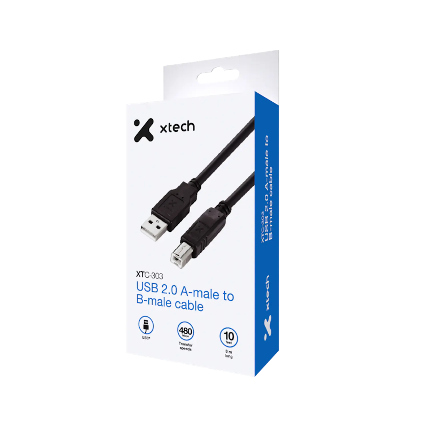 Xtech XTC-303, Cable USB 2.0 A Macho a B Macho, 3m, 480Mbps, Negro 3