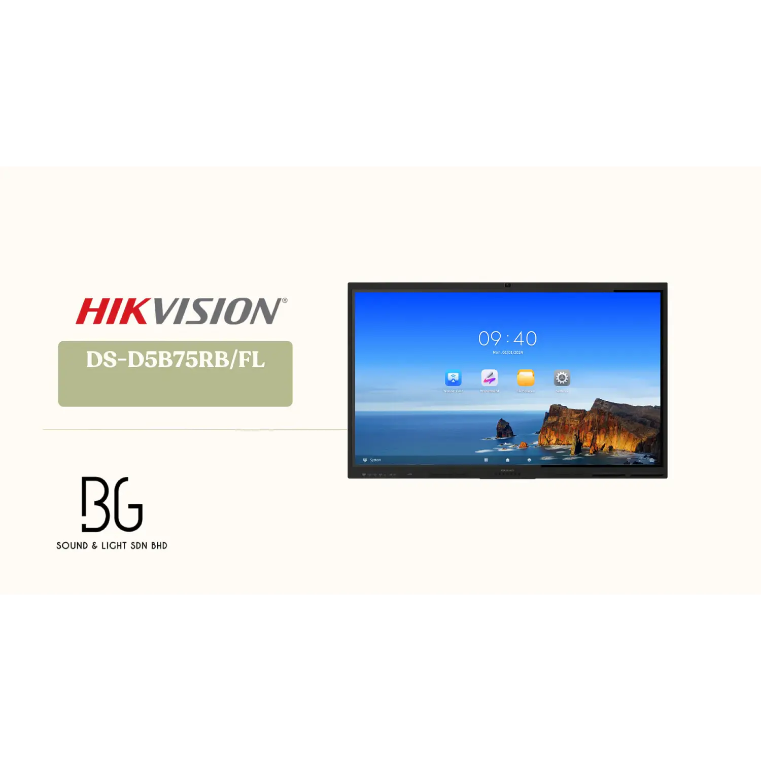 Hikvision DS-D5B75RB/FL, Pantalla Interactiva 75