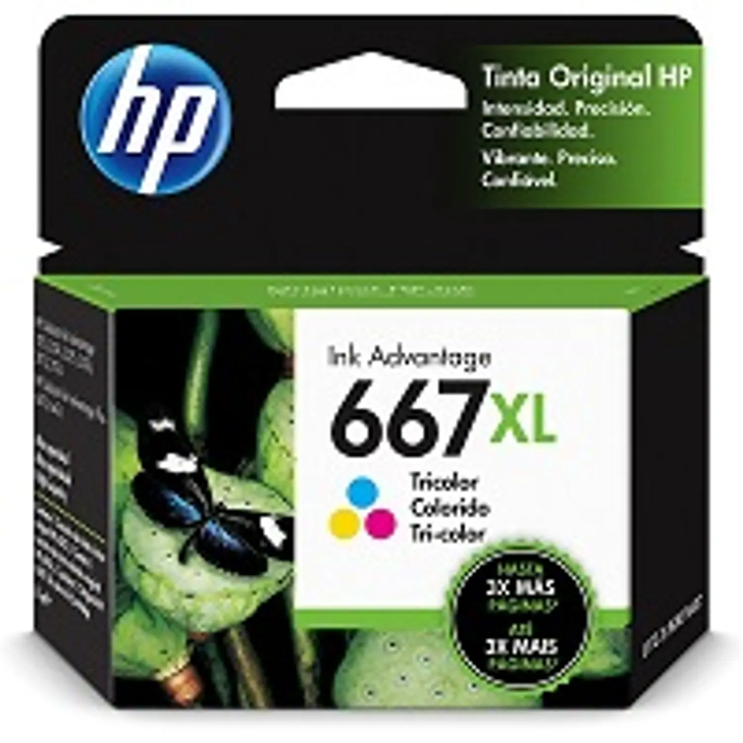 HP 667XL, Cartucho de Tinta Original Tricolor, Alto Rendimiento, 8 ml, 330 Páginas
