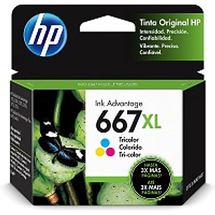 HP 667XL, Cartucho de Tinta Original Tricolor, Alto Rendimiento, 8 ml, 330 Páginas