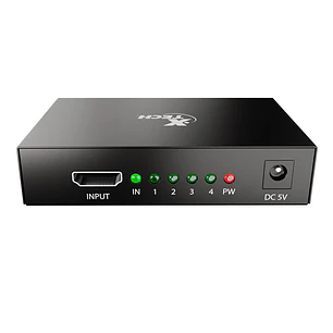 Xtech XHA-420, Splitter HDMI 1 Entrada a 4 Salidas, 4K 30Hz, 3D, con Adaptador