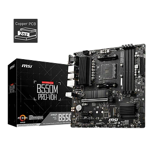 MSI B550M PRO-VDH, Placa Madre Micro-ATX AM4, DDR4 128GB, PCIe 4.0, 2x M.2, Gigabit LAN
