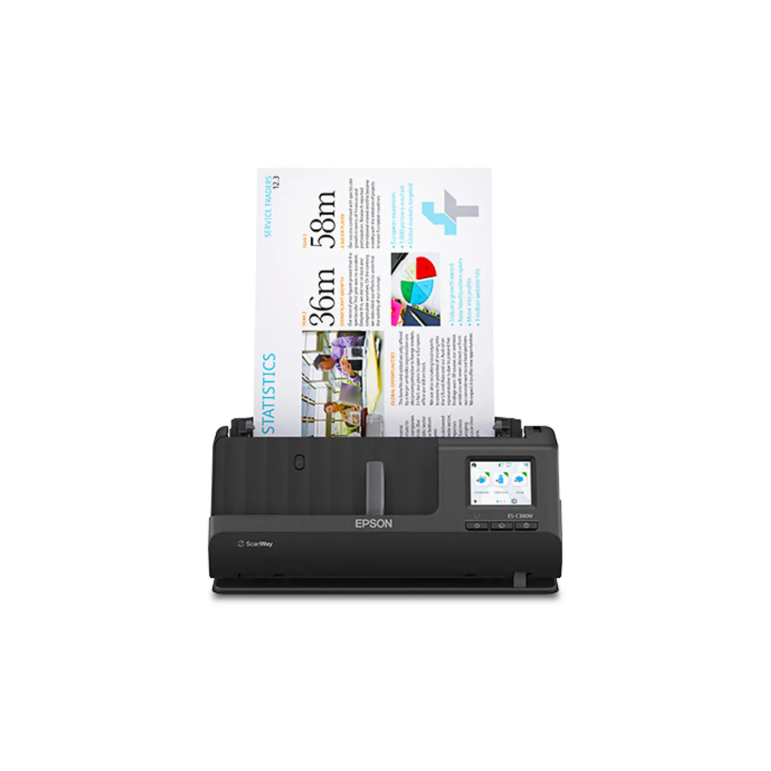 Epson WorkForce ES-C380W, Escáner Dúplex Wi‑Fi, 30 ppm, ADF 20 Hojas, Pantalla Táctil 1