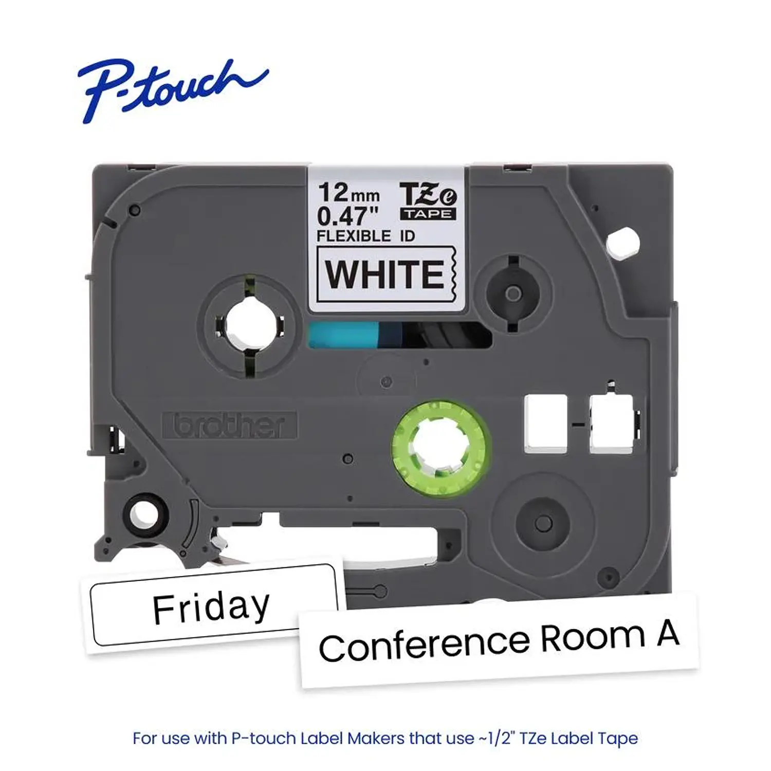 Brother TZe-FX231, Cinta Flexible ID Laminada, Negro sobre Blanco, 12 mm x 8 m 2