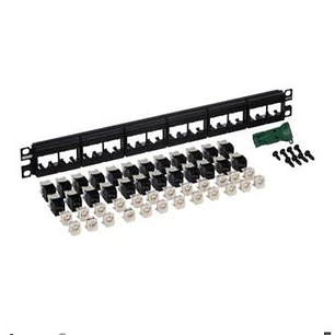 Panduit KT035XCL82, Kit Patch Panel Cat6, 24 Puertos, 24 Módulos RJ45 UTP, Mini-Com, Negro