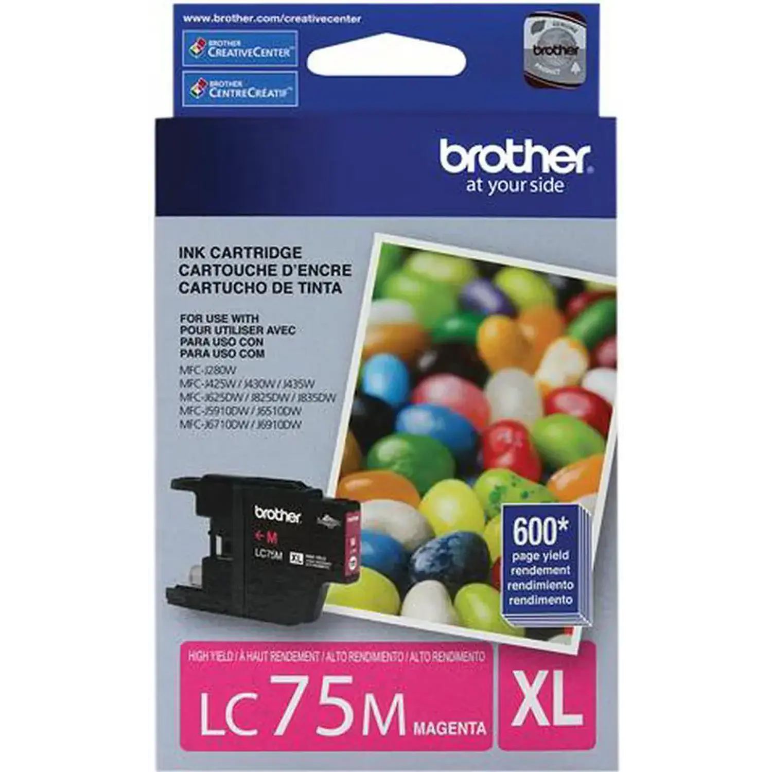 Brother LC75M, Cartucho de Tinta Magenta Original Alto Rendimiento, hasta 600 Páginas