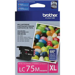 Brother LC75M, Cartucho de Tinta Magenta Original Alto Rendimiento, hasta 600 Páginas