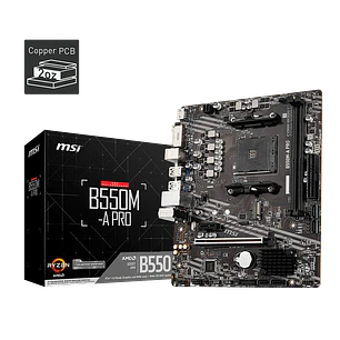 MSI B550M-A PRO, Placa Madre Micro-ATX AM4, DDR4 hasta 64GB, PCIe 4.0, M.2, HDMI, LAN